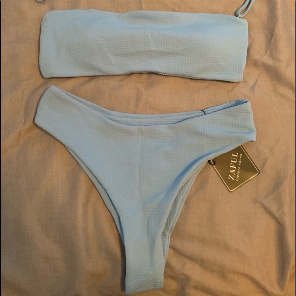 Zaful Blue Bandeau Bikini